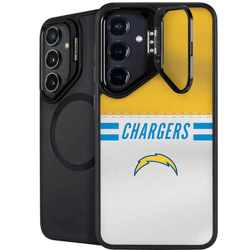 NFL Los Angeles Chargers White Striped Galaxy S24 FE Kickstand Case